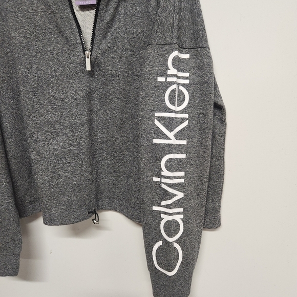 Calvin Klein Gray quarterzip cropped sweatshirt size XXL - Picture 2 of 13